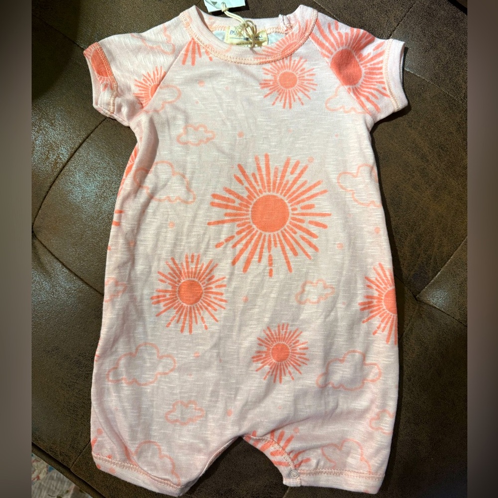 Paige Lauren Baby Slub Rib Romper Whim-zzz - Sun Burst Orange‎ 3-6 months